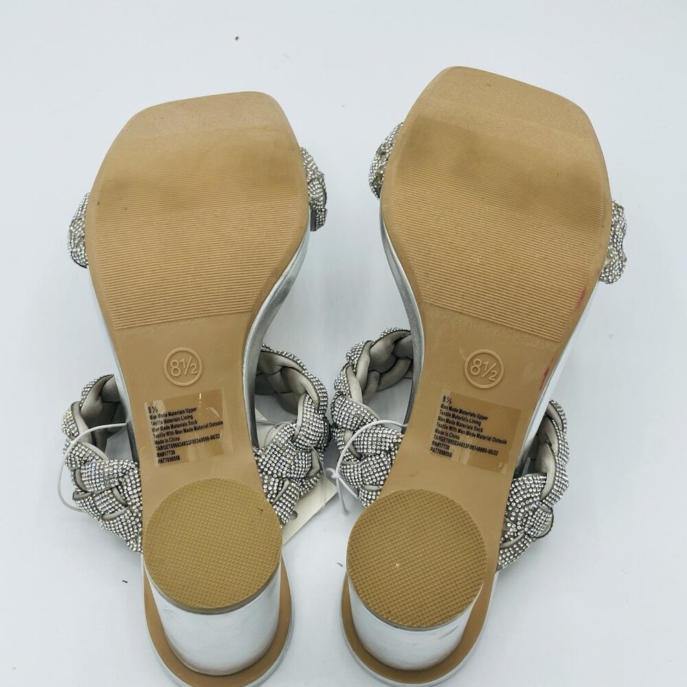 A New Day Shoes Womens Size 8.5 Silver High Heels Rhinestones Shiny Sparkling - Picture 9 of 12